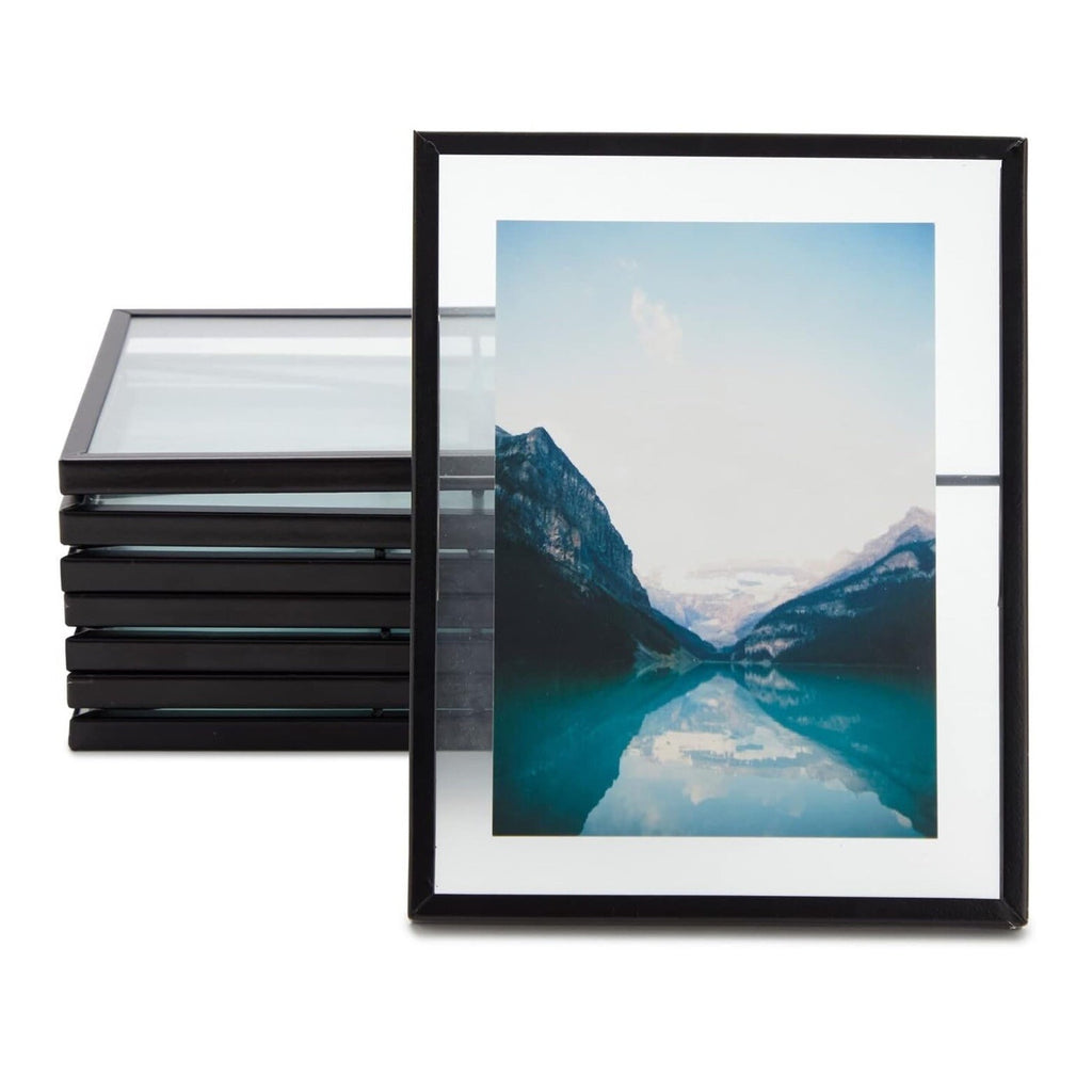 Juvale 8 Pack Black Glass Floating Frames for 5x7 Photos or Pressed Flowers