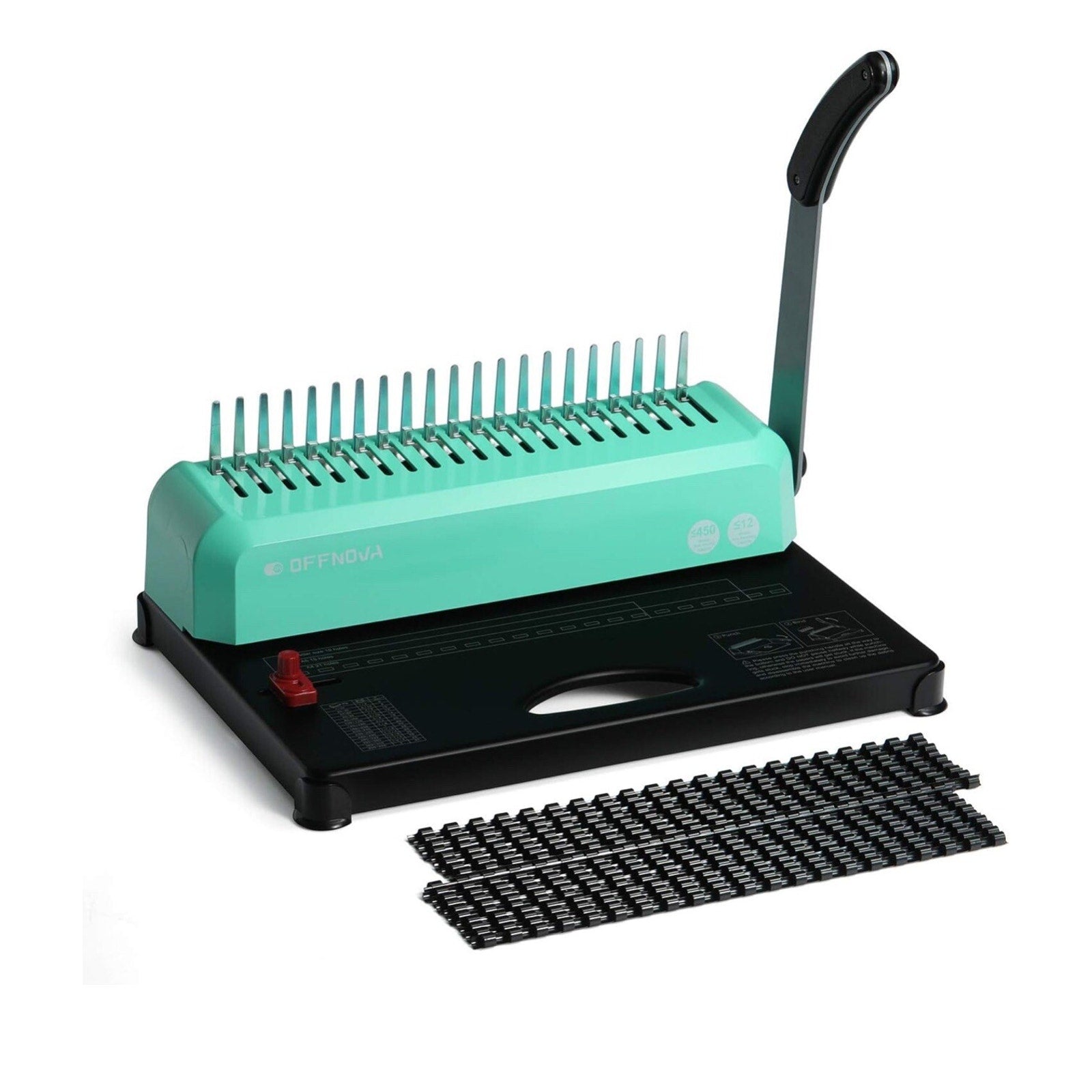 OFFNOVA Binding Machine, 21-Hole 450 Sheets Paper Comb Punch Binder Machine