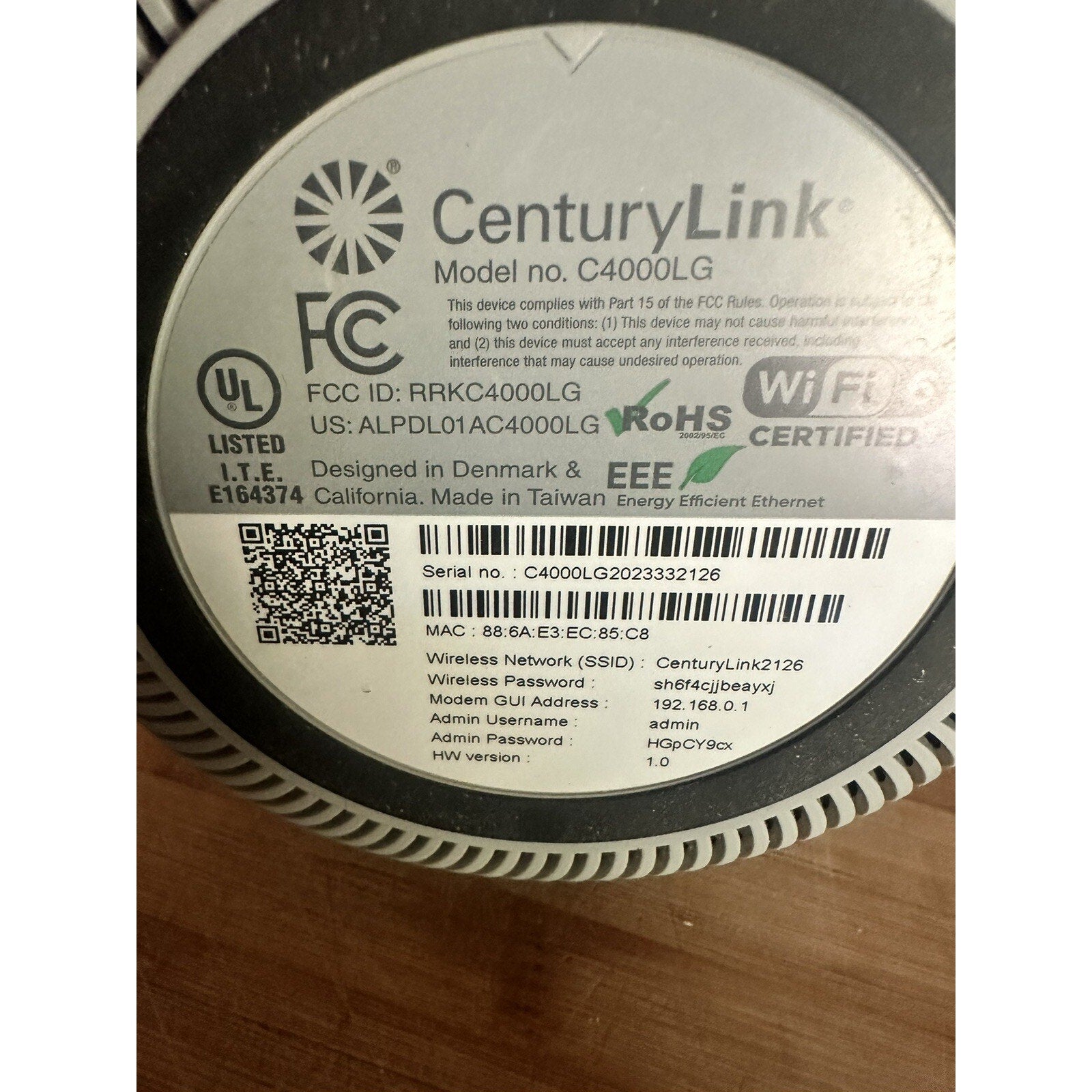 CenturyLink C4000LG DSL Modem - Used Untested