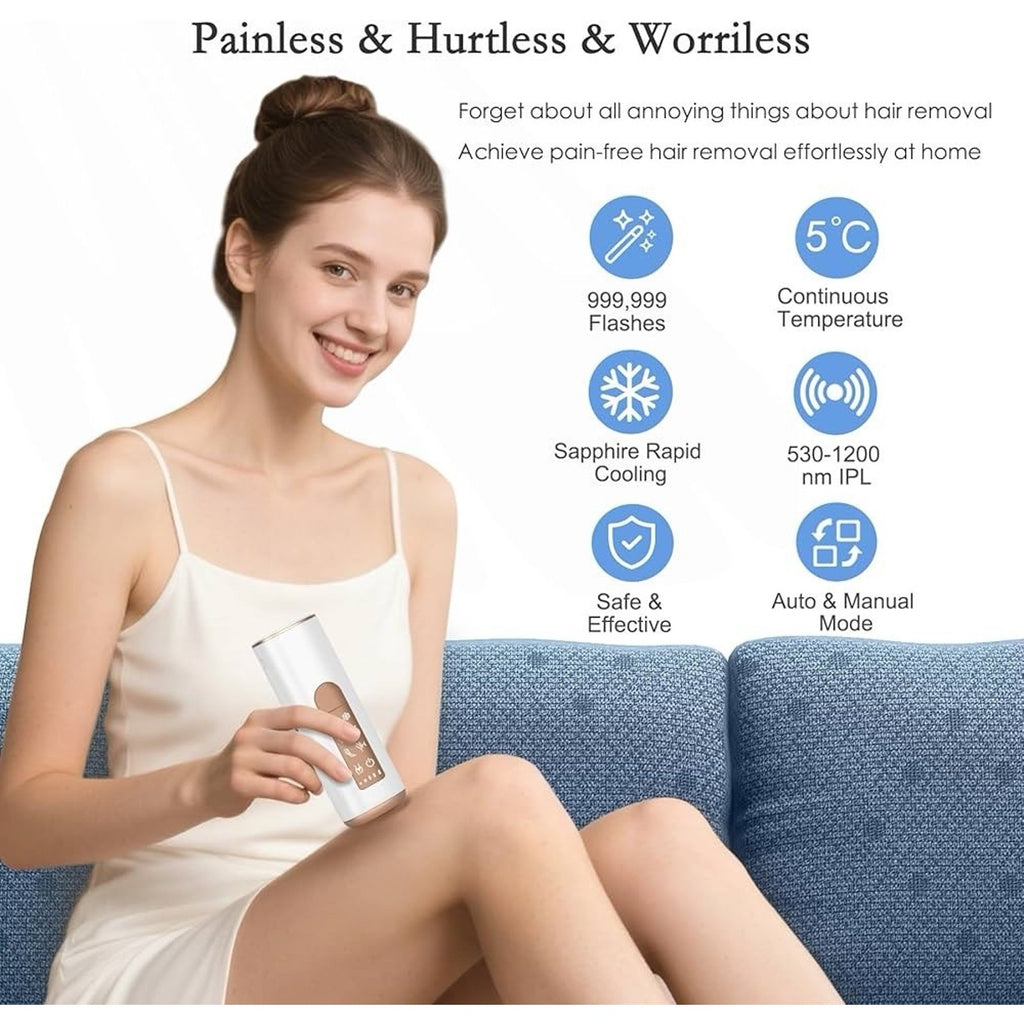 IPL Sapphire Laser Hair Removal for Women & Men with Ice Cooling, Painless Hair
