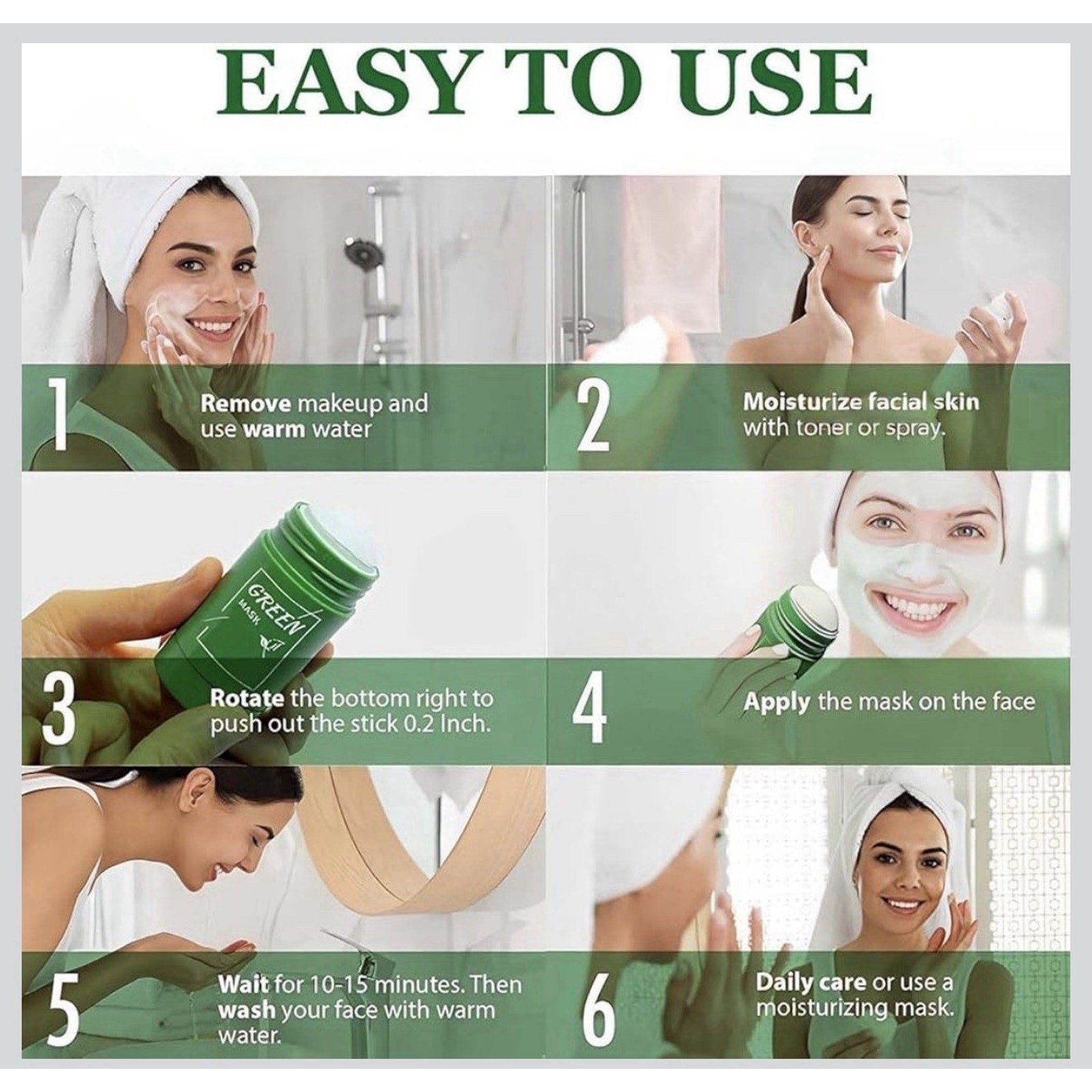 2 Pack Green Tea Purifying Clay Mask Stick Facial **BUY 2 PACKS GET 1 FREE**