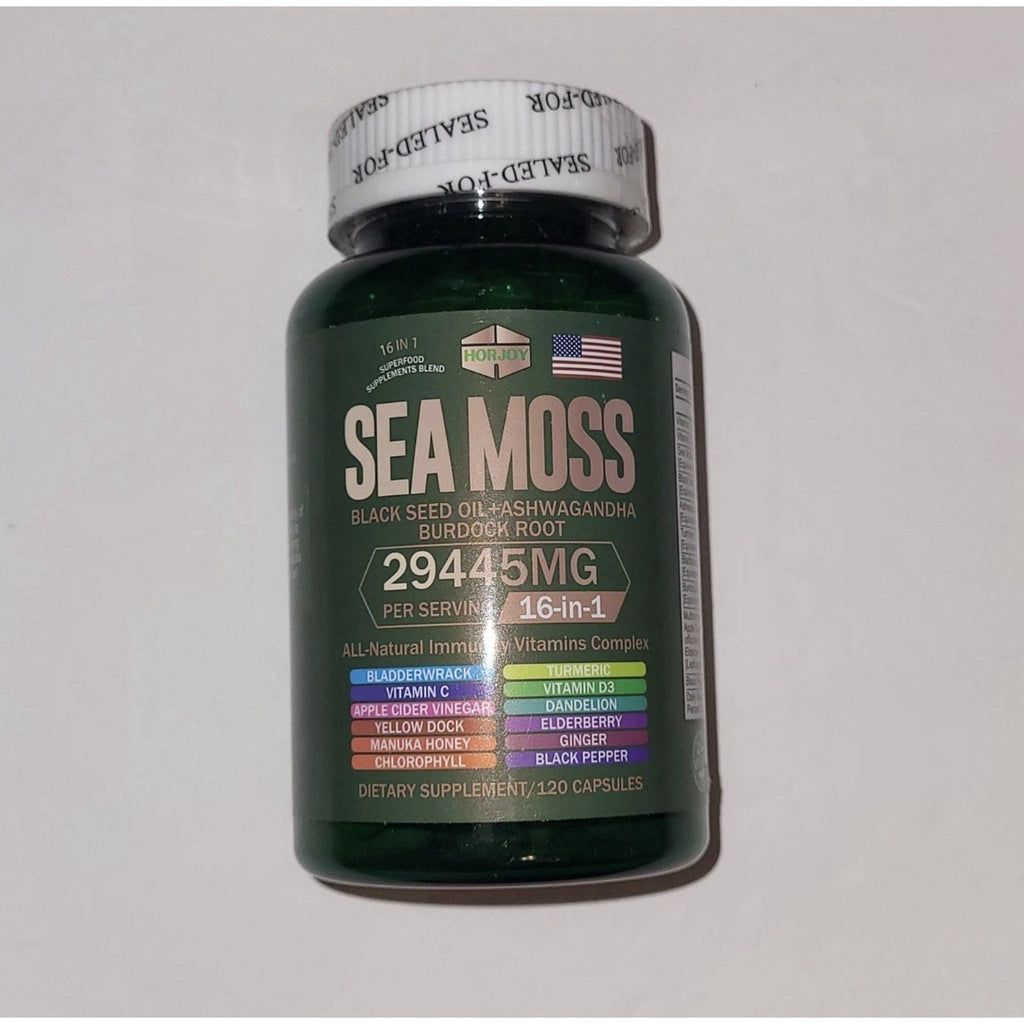 HORJOY Sea Moss 29445MG 120 Capsules EXP 01/2027 Black Seed Oil + Ashwagandha
