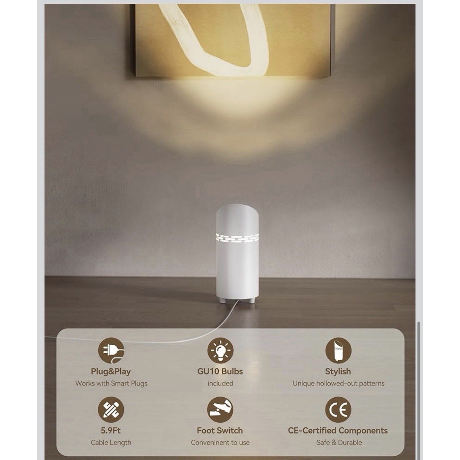 2 Pack Uplights Indoor Floor Can Lights, 3000K/4000K/6000K Spotlight Indoor