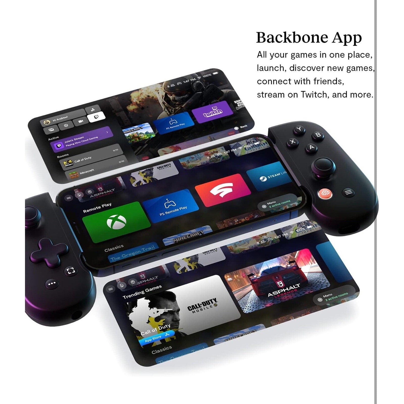 Backbone One Mobile Gaming Controller for iPhone without Gaming Bundle - Black