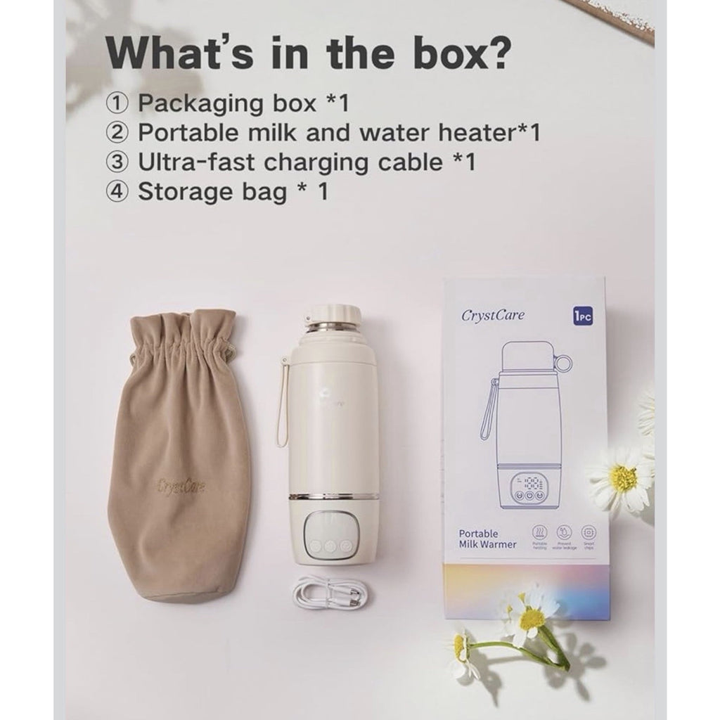 Crystcare Portable Bottle Warmer, Fast Heating, 16,000mAh, 17oz, Travel (Clouds)