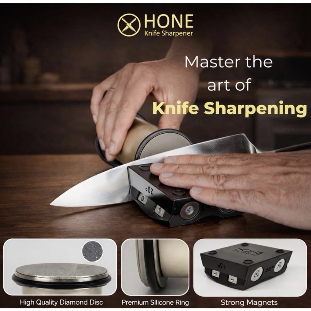 Rolling Knife Sharpener w/ Ball Bearings - Dual-Sided Diamond Plates, 20°/15°