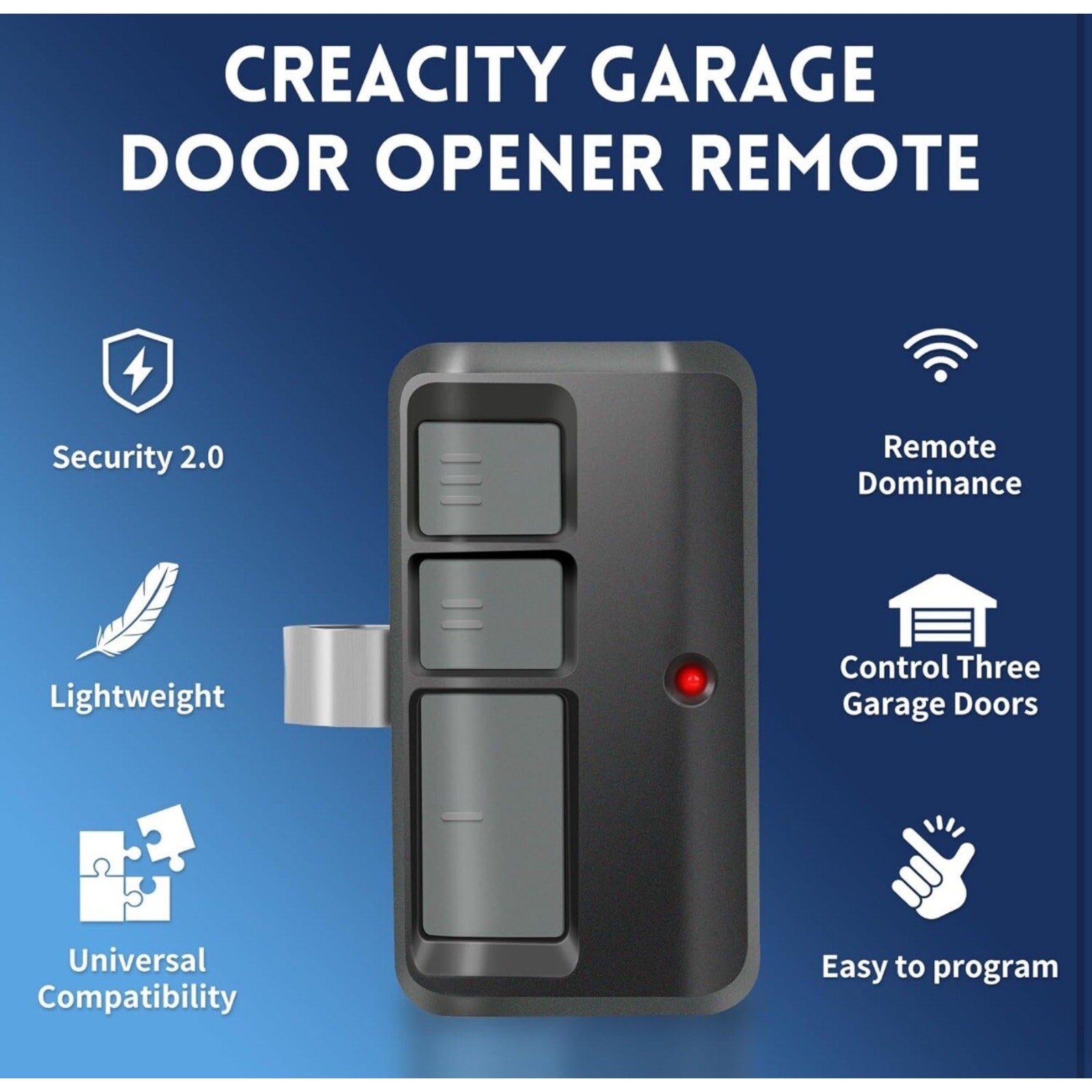 3 Button Compatible for Liftmaster Visor Remote Control Garage Door Opener