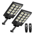 FOWSEEK Solar Street Lights Outdoor Waterproof, 2 Pack High Lumen 6500K, Black