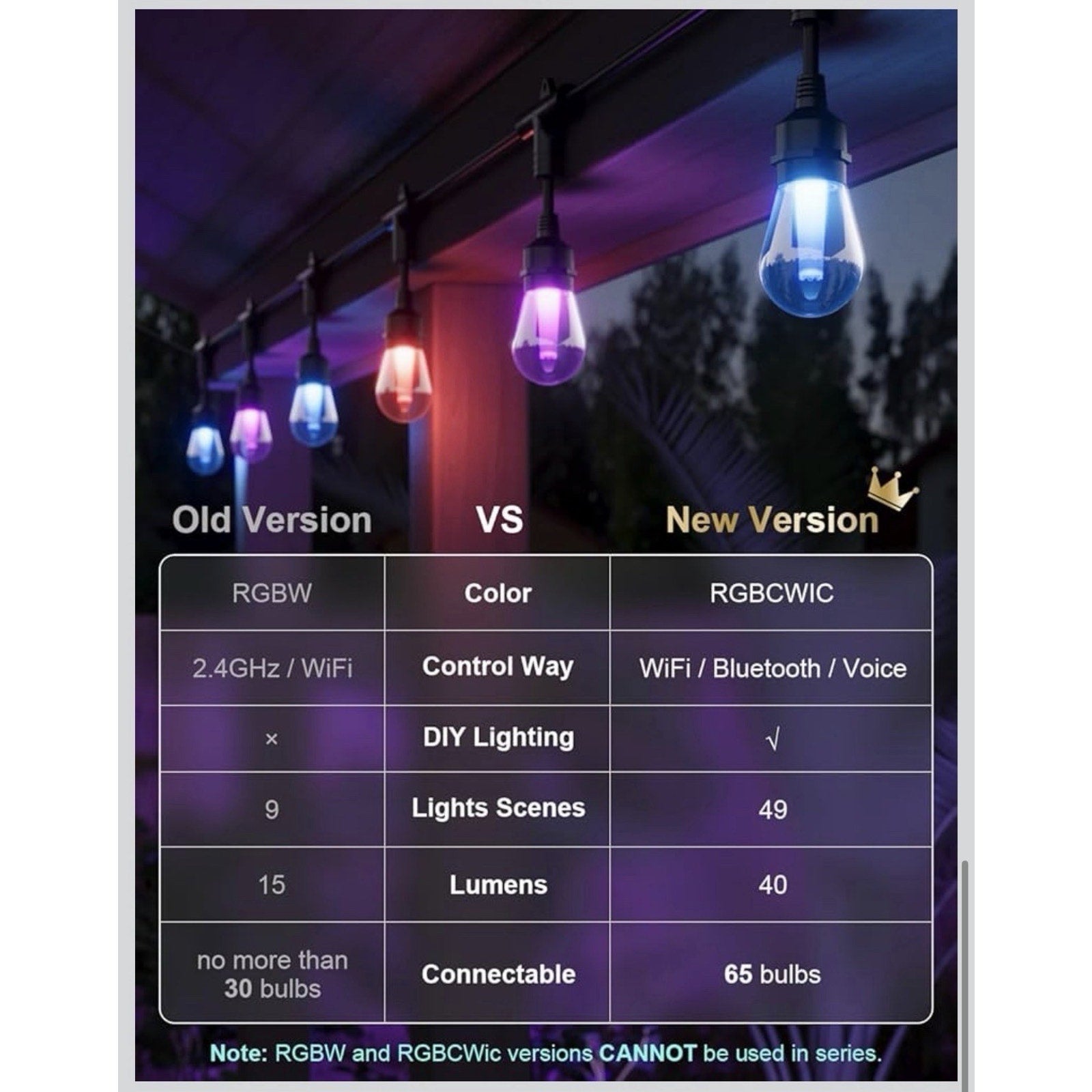 XMCOSY+ Smart Outdoor 123 ft. Outdoor WaterProof LED Lights