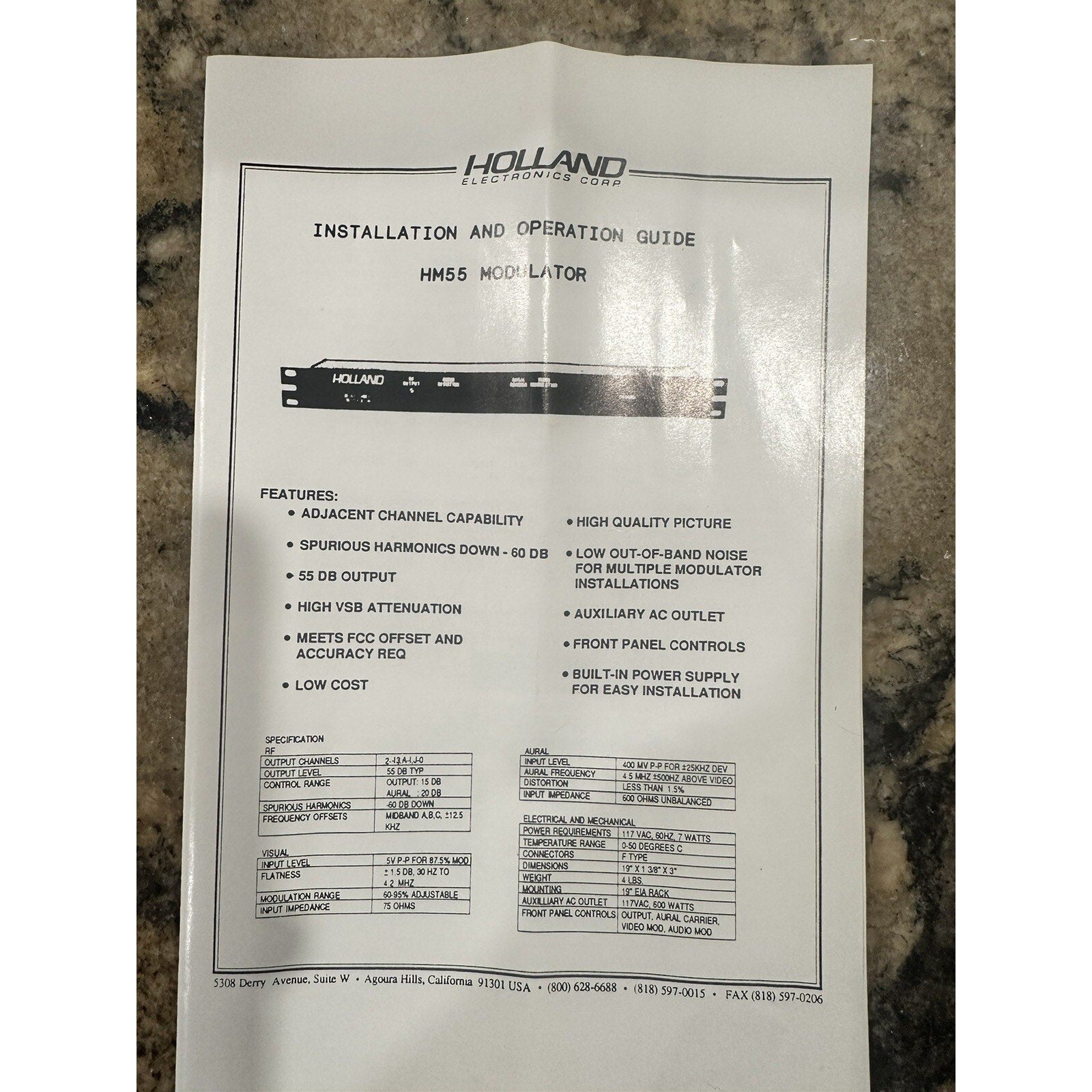 NOS New Open Box Holland HM-55 Commercial Modulator