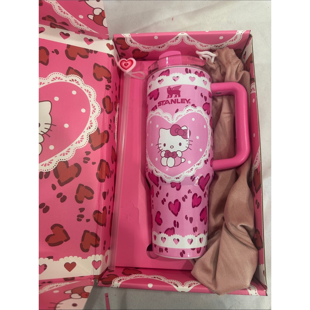 40oz Stanley FlowState tumbler limited edition LoveShackFancy x Hello Kitty Pink
