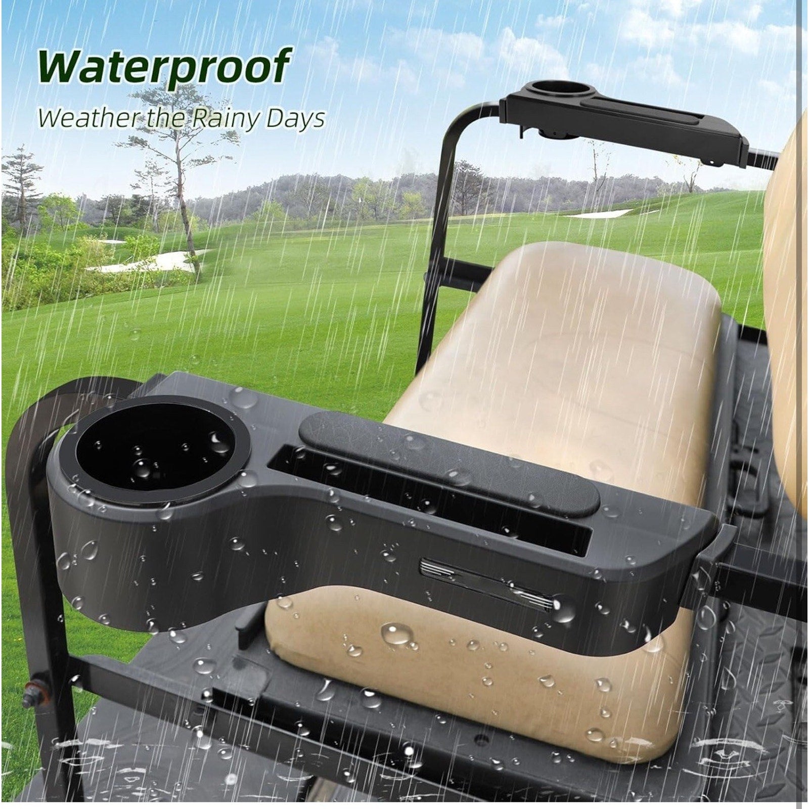 Golf Cart Armrest Cup Holder/Rear Seat Arm Rests Fits EZGO & Most Carts