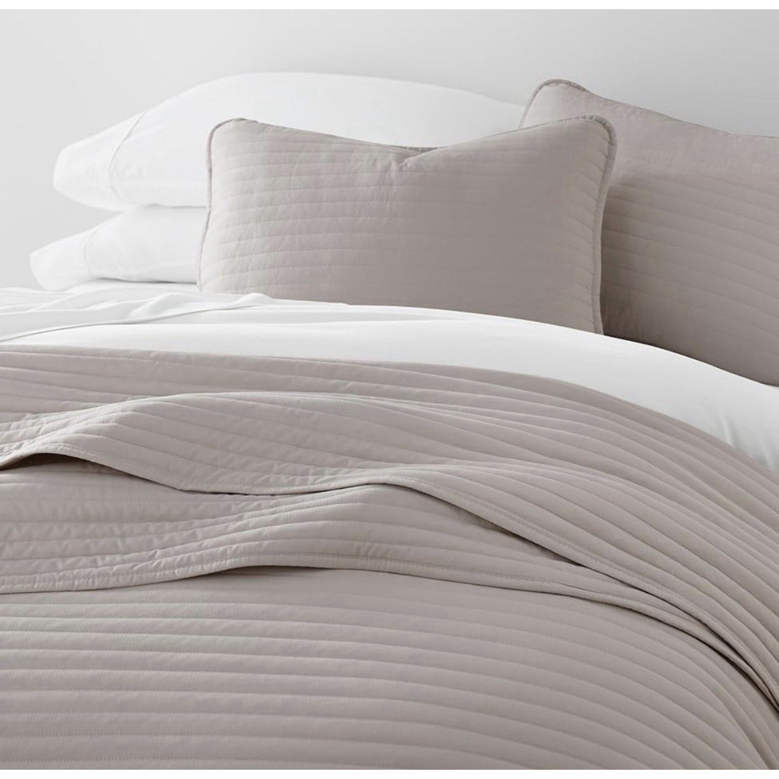 Linen Market Striped Quilt Coverlet Set, King/Cal-King, Latte