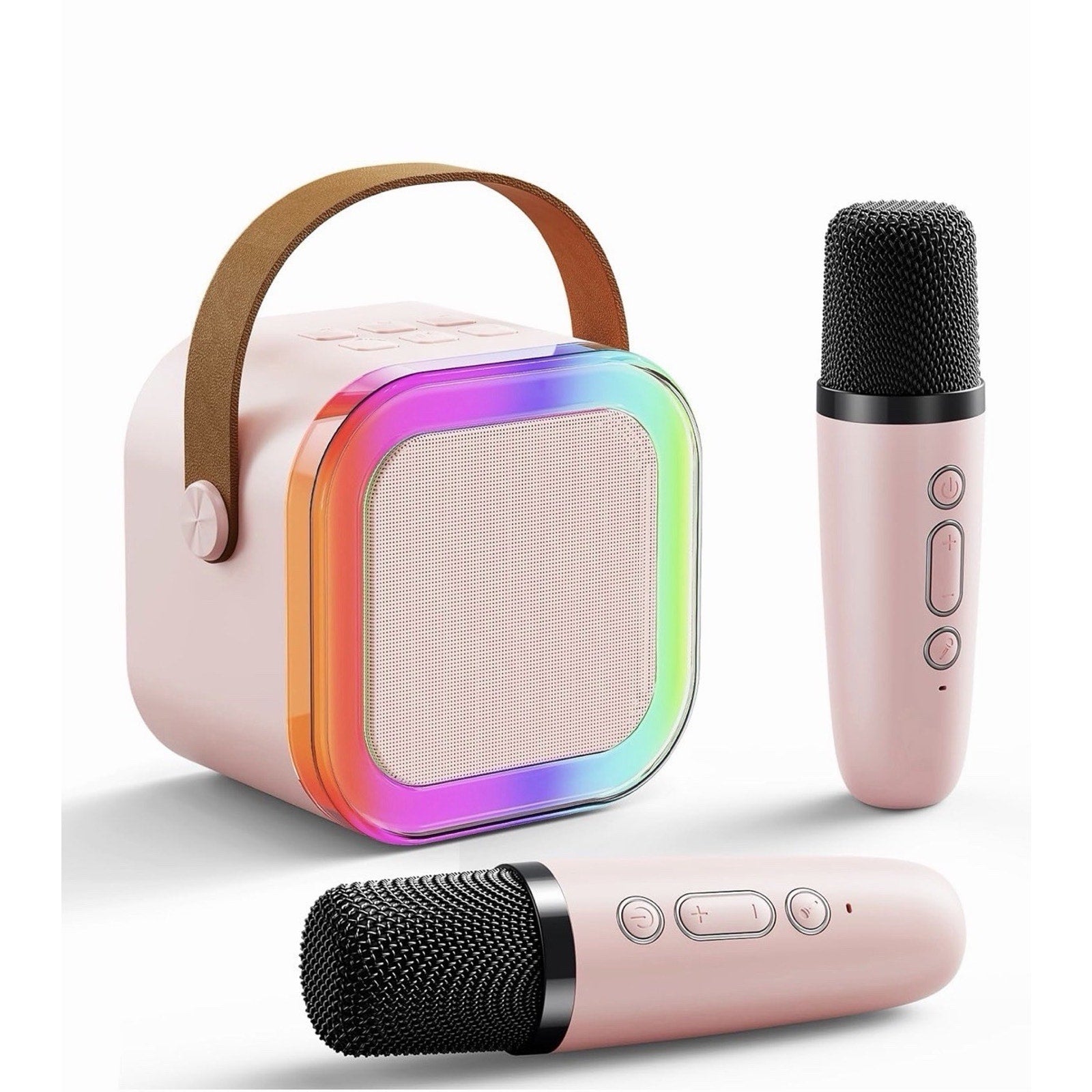Mini Karaoke Machine Portable Bluetooth Karaoke Speaker with 2 Wireless Mics