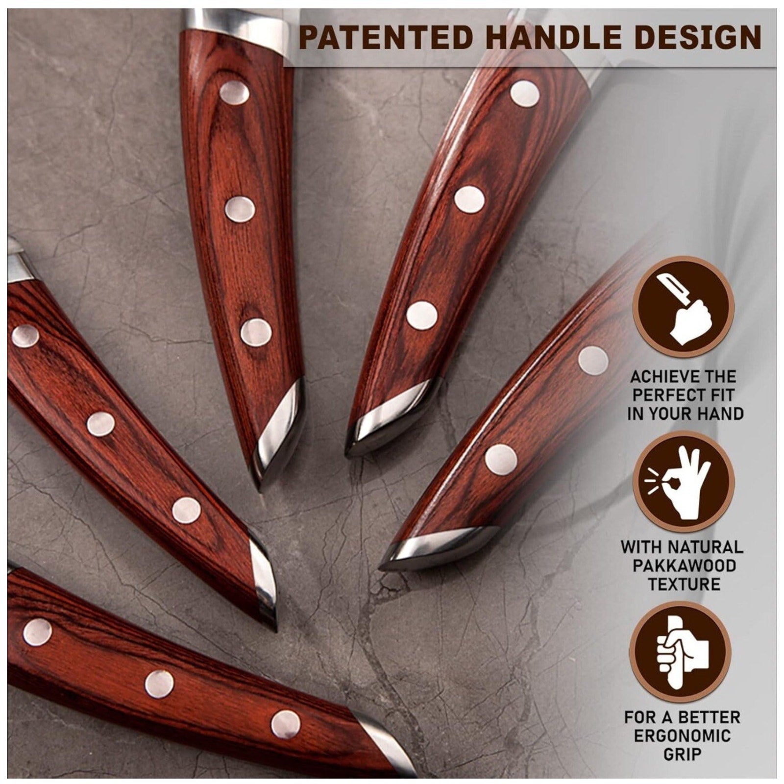 Brewin CHEFILOSOPHI Japanese Chef Knife Set, Stainless Steel, 5 PCS