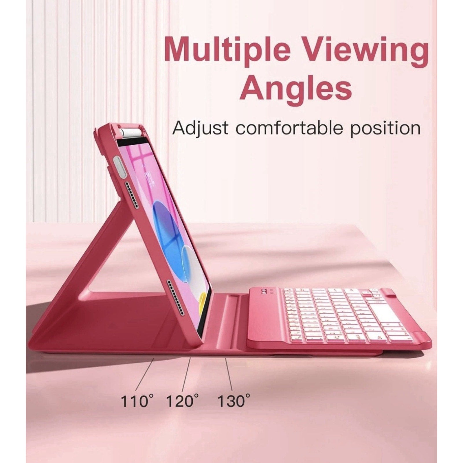 Pink Hamile for iPad 11th 10th Generation Case with Keyboard with Pencil Holder