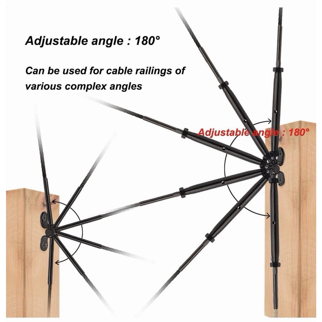 20 1/8" Black Cable Railing T316 Stainless Steel Swage Turnbuckle Hardware Kit