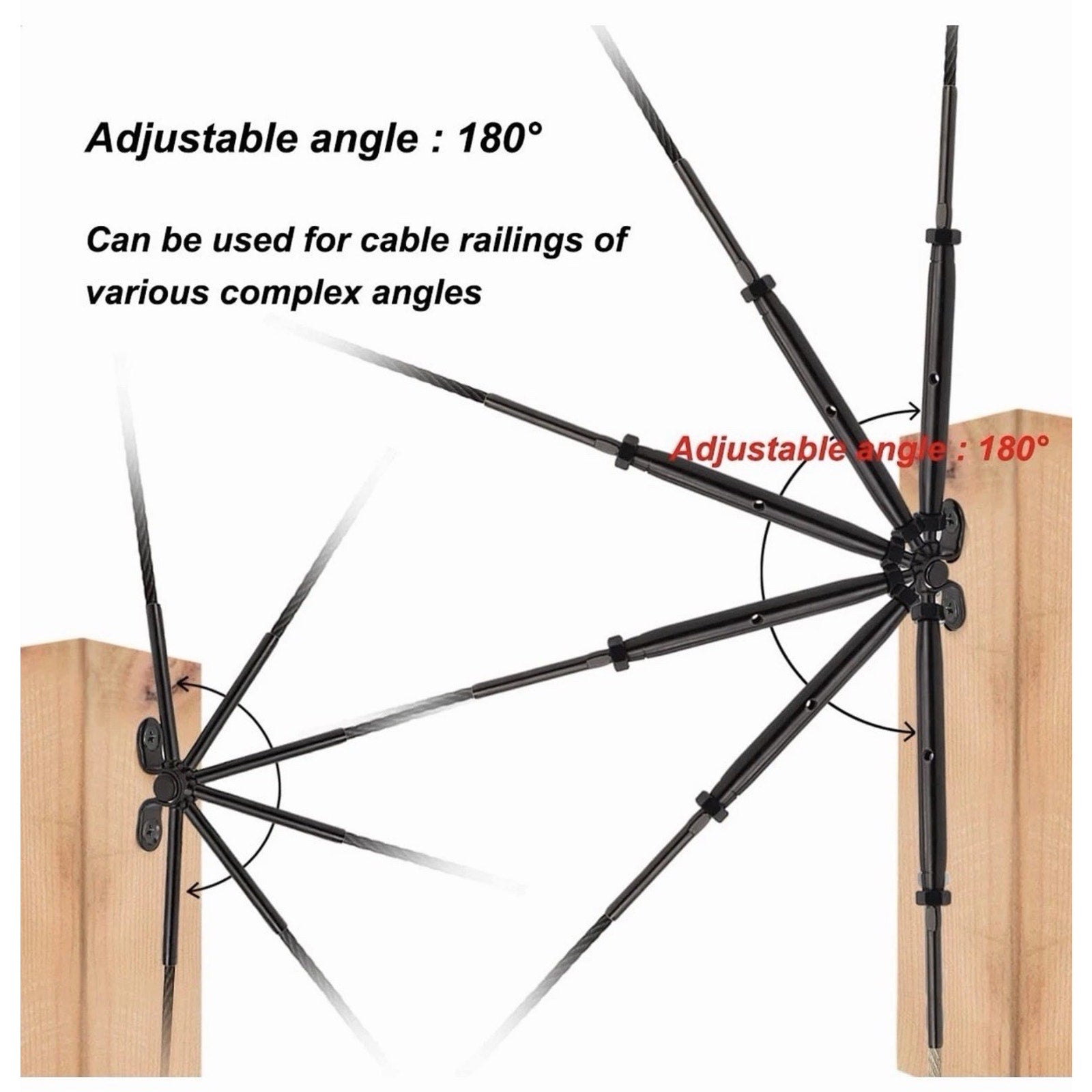 20 1/8" Black Cable Railing T316 Stainless Steel Swage Turnbuckle Hardware Kit