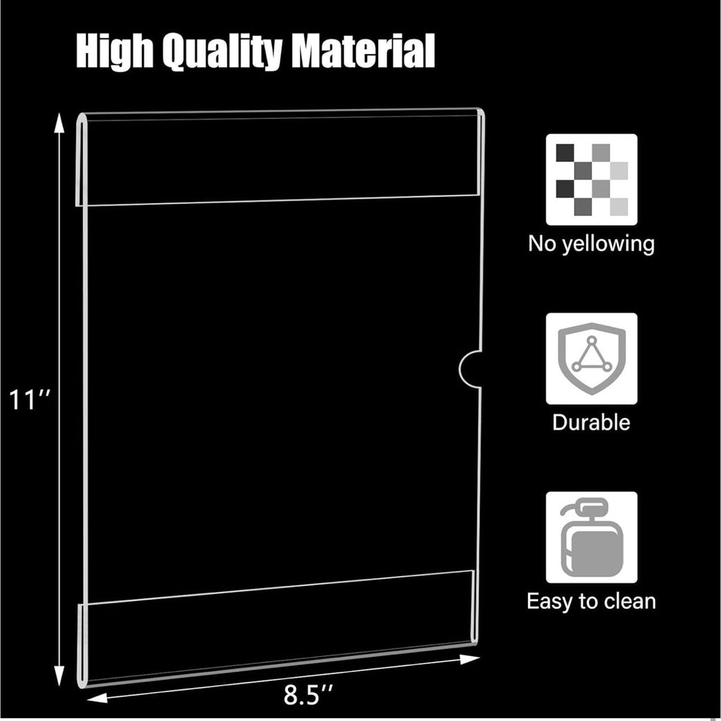 12 pack 8.5 X 11 Wall Mount Acrylic Sign Holder with Tape, Clear Plastic Menu
