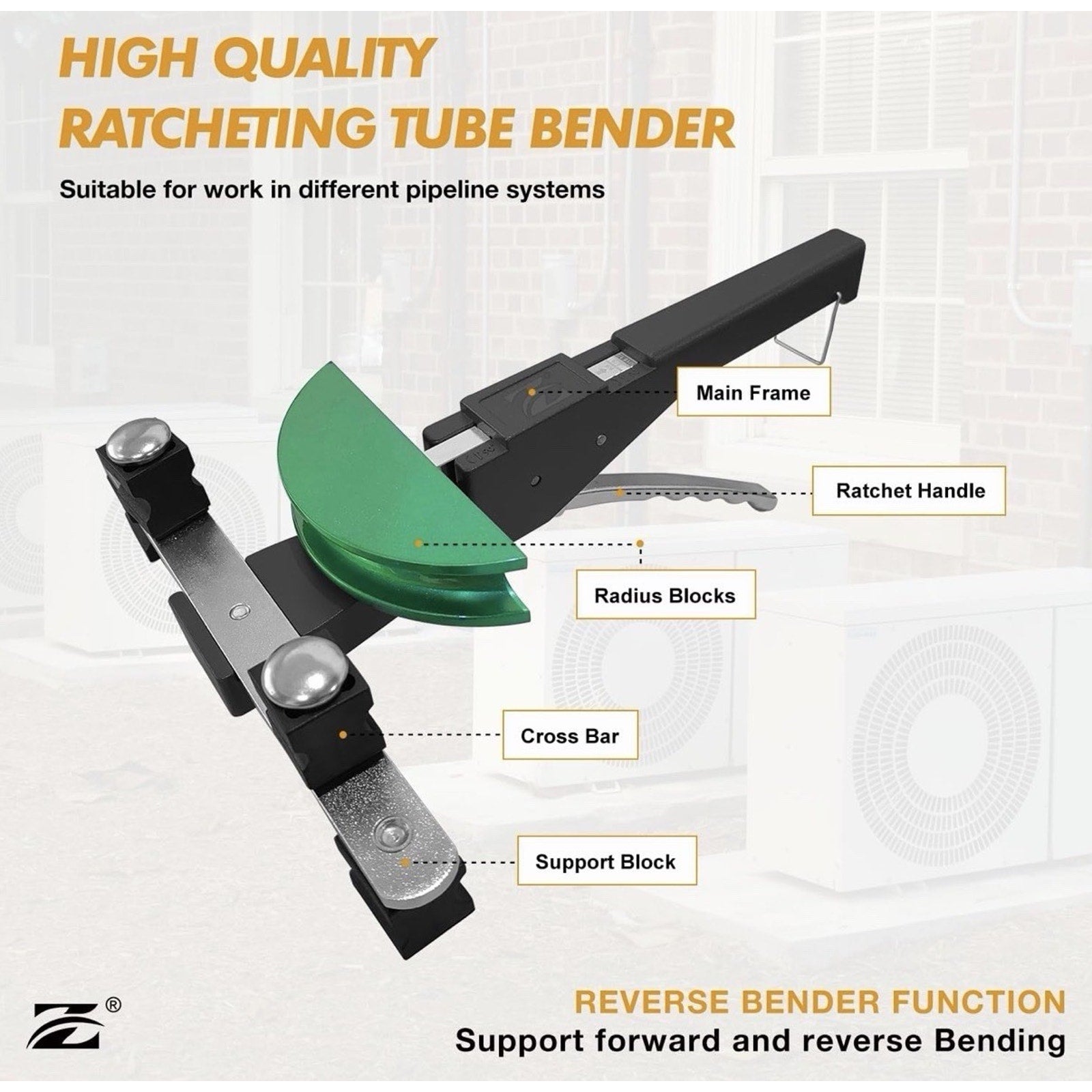 Zero ZN999 Pipe Bender Ratchet Tube Bender Set 7 Dies 1/4" to 7/8"