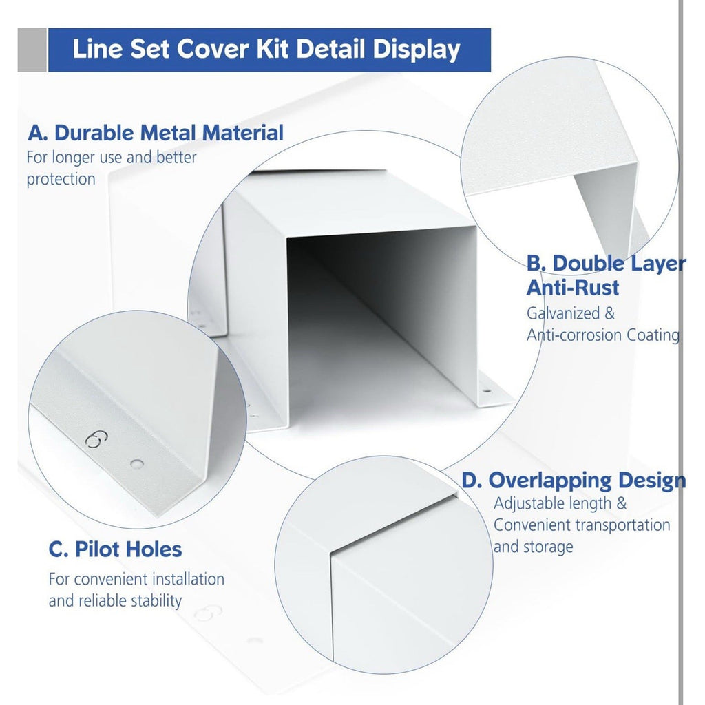 TOPOWN Metal HVAC Lines Cover for Central Air Conditioner 6x4"x8.5ft, White