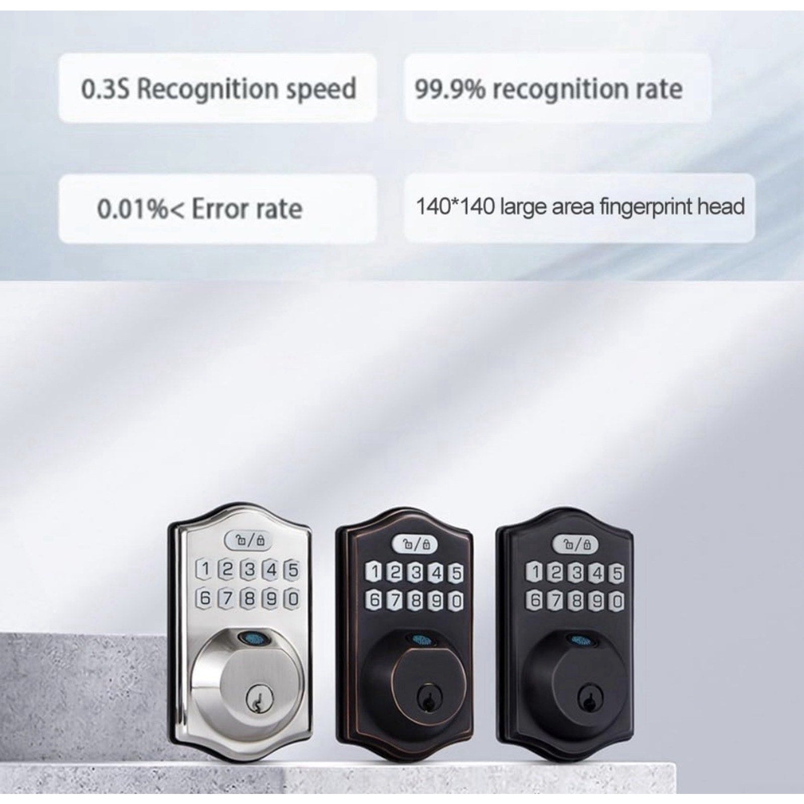 Smart Fingerprint Password Door Lock Waterproof Zinc Alloy Auto Lock