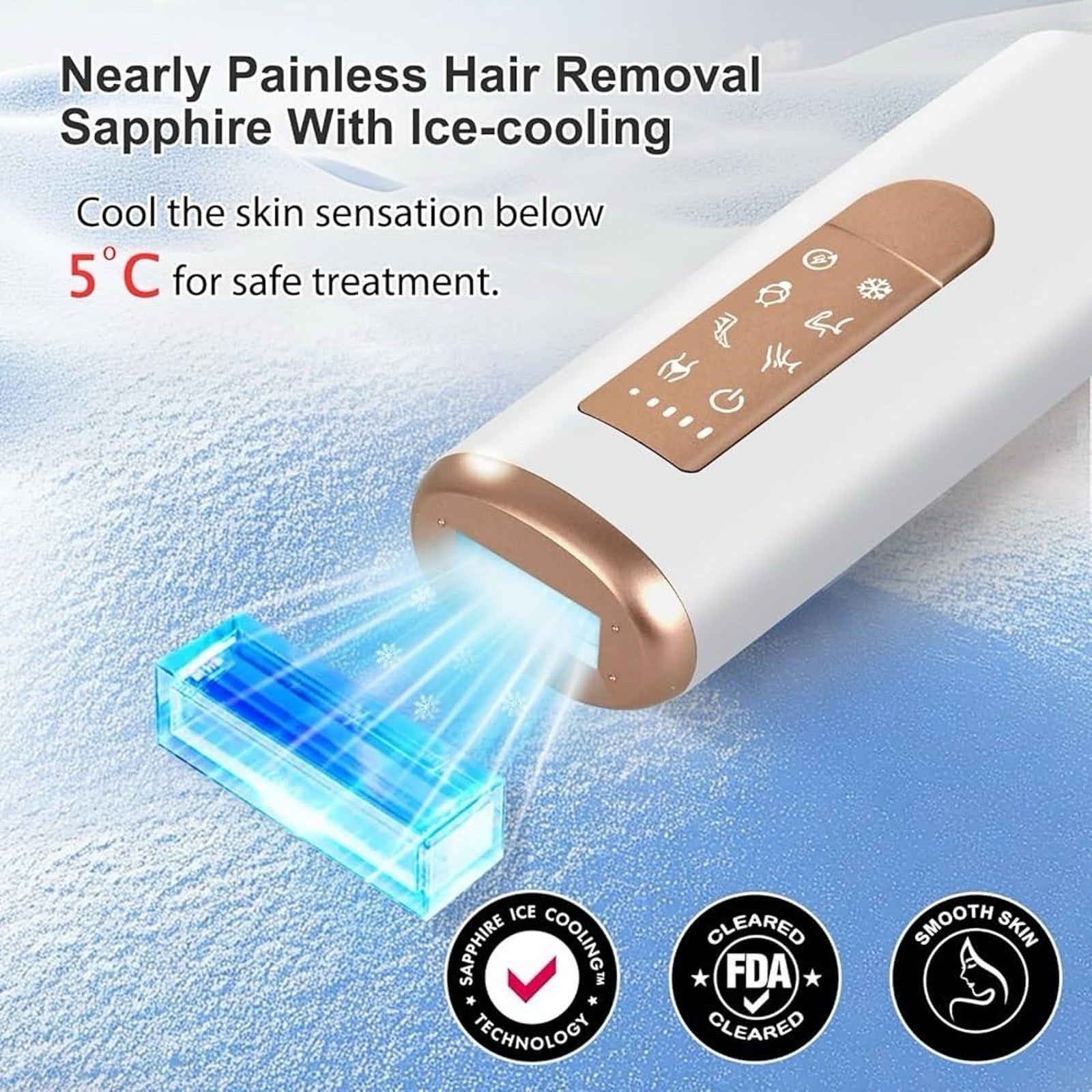 IPL Sapphire Laser Hair Removal for Women & Men with Ice Cooling, Painless Hair