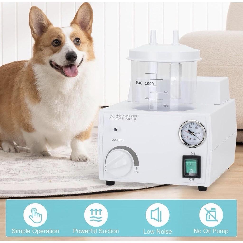 Portable Veterinary Suction Machine for Home Use - 1000ml Capacity, 110V