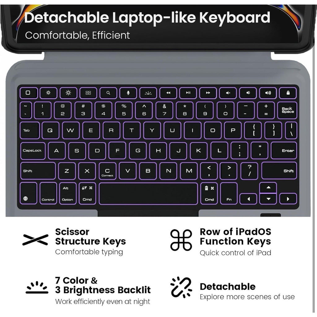 Nillkin iPad Pro 11 2024 Keyboard Case Magic Trackpad Backlit Rugged Black