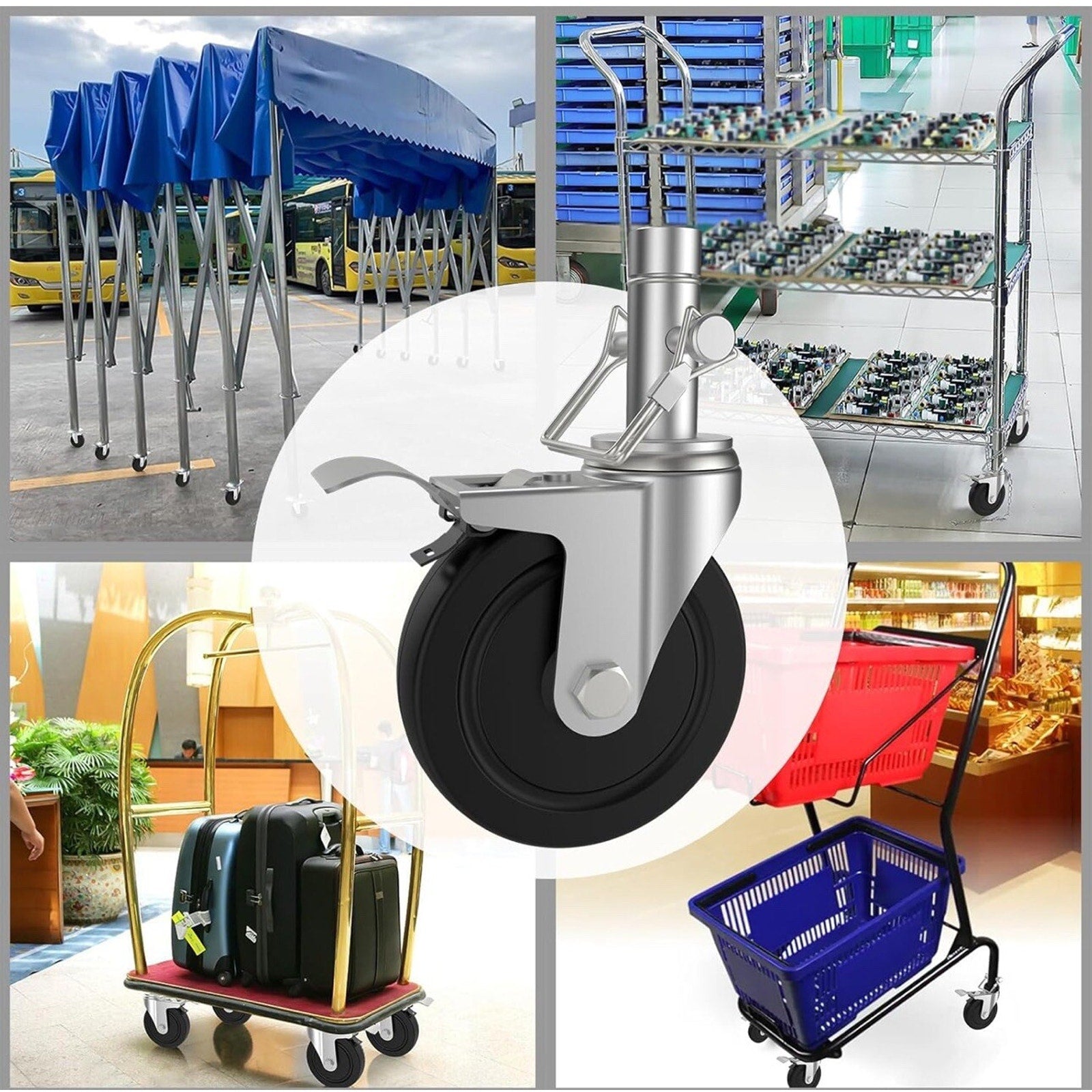 5 Inch Scaffolding Wheels Set of 4, Scaffold Caster with Dual Locking Brakes