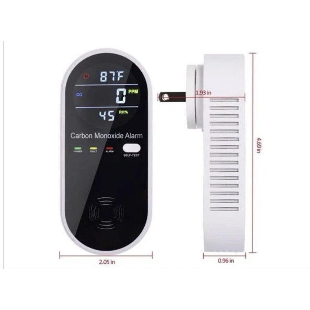 3-in-1 Carbon Monoxide Detector, Plug in Wall w/Temperature & Humidity Display