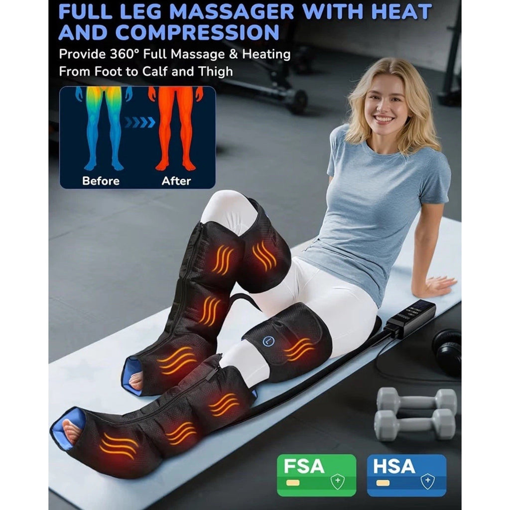 Leg Massager with Heat and Compression : Sequential Compression Boots 6 Modes