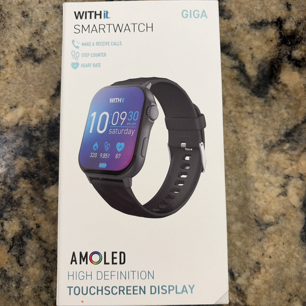 Giga Withit Smartwatch, Amoled High Defintion Touchscreen Display New