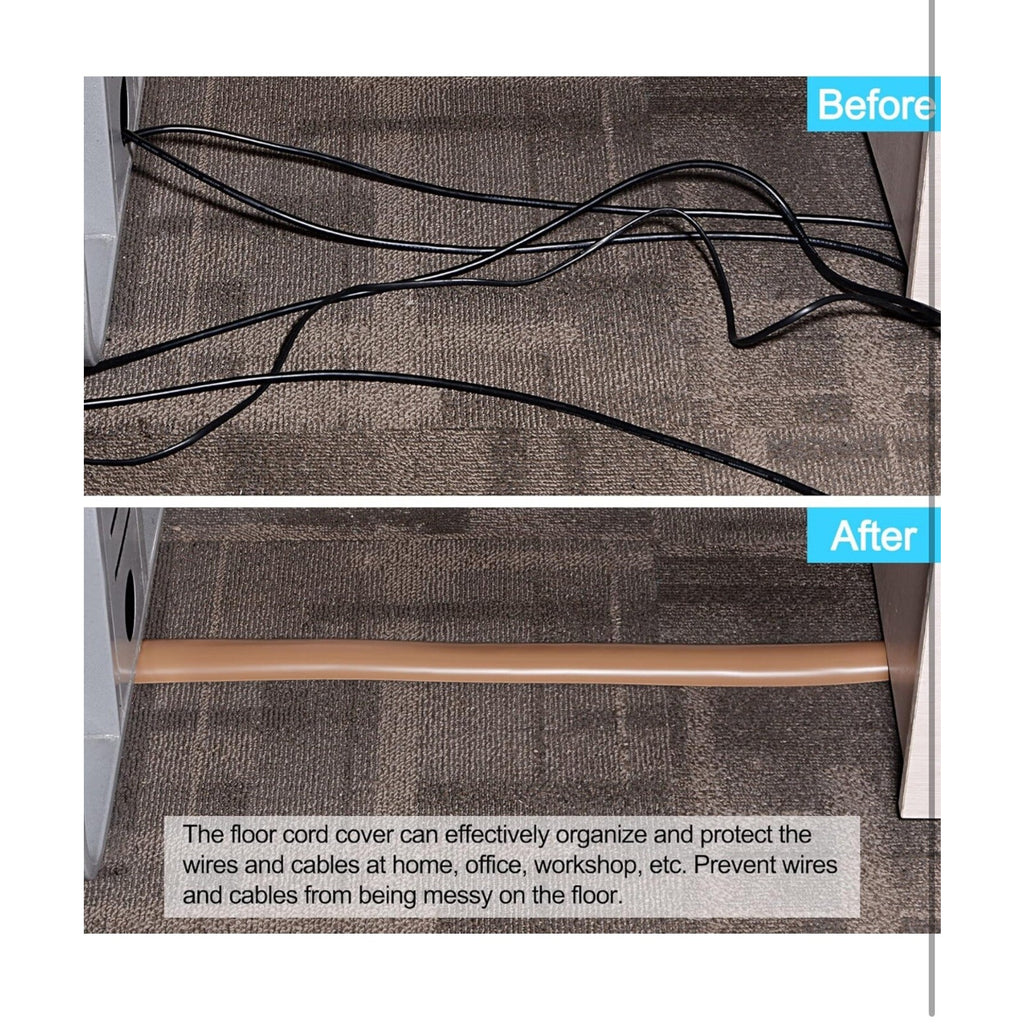 10ft Floor Cord Cover Cable Protector 0.35" W x 0.28" H Grey