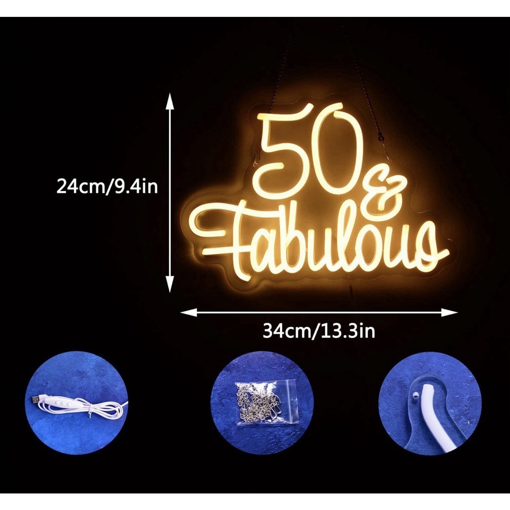 50 Fabulous Neon Light Fifty Years Old Neon Sign for 50th Wedding Anniversary