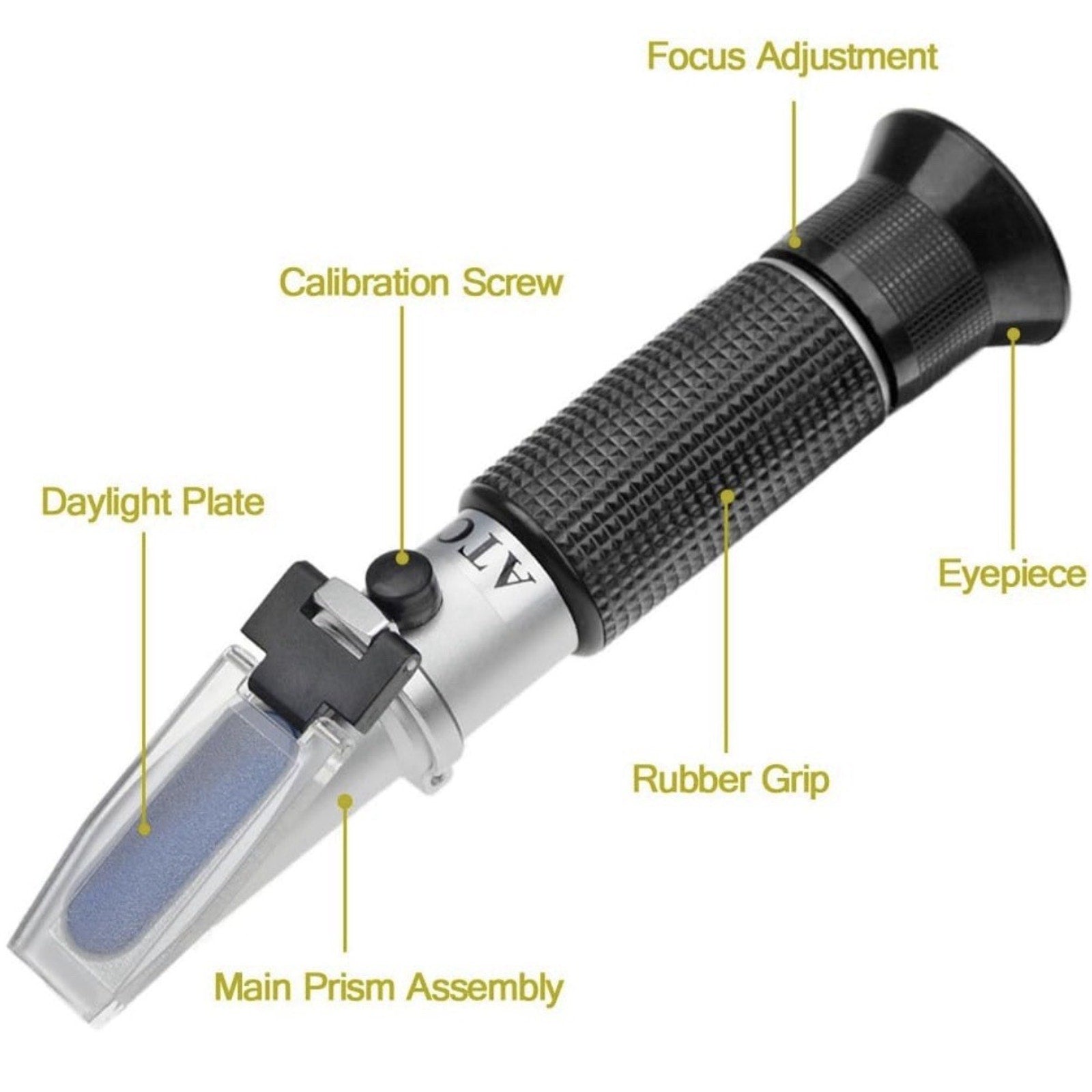 Brix Refractometer with ATC, Dual Scale - Specific Gravity & Brix, Hydrometer in