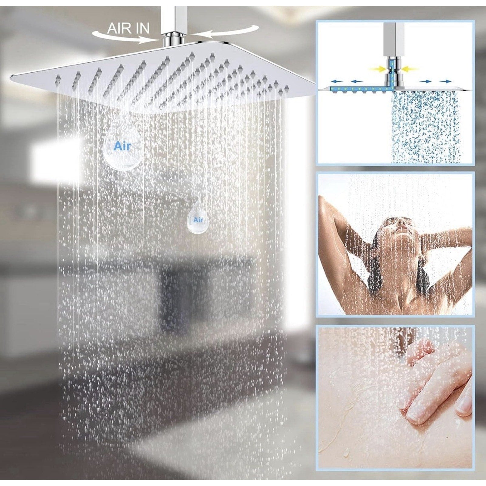 Rain Shower System Shower Faucets Sets Complete with Polished Chrome 10 Inch