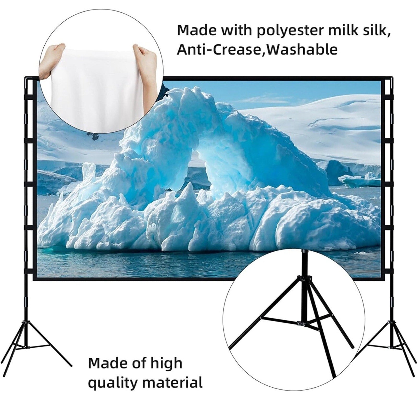 Towond Projector Screen With Stand 100 Inch Carry bag Backyard Movie Night