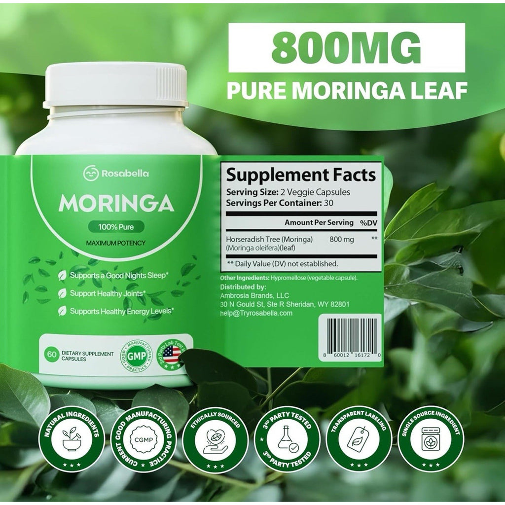 2 Pack (120 Capsules Total) Moringa Powder Capsules - A Natural Green A1