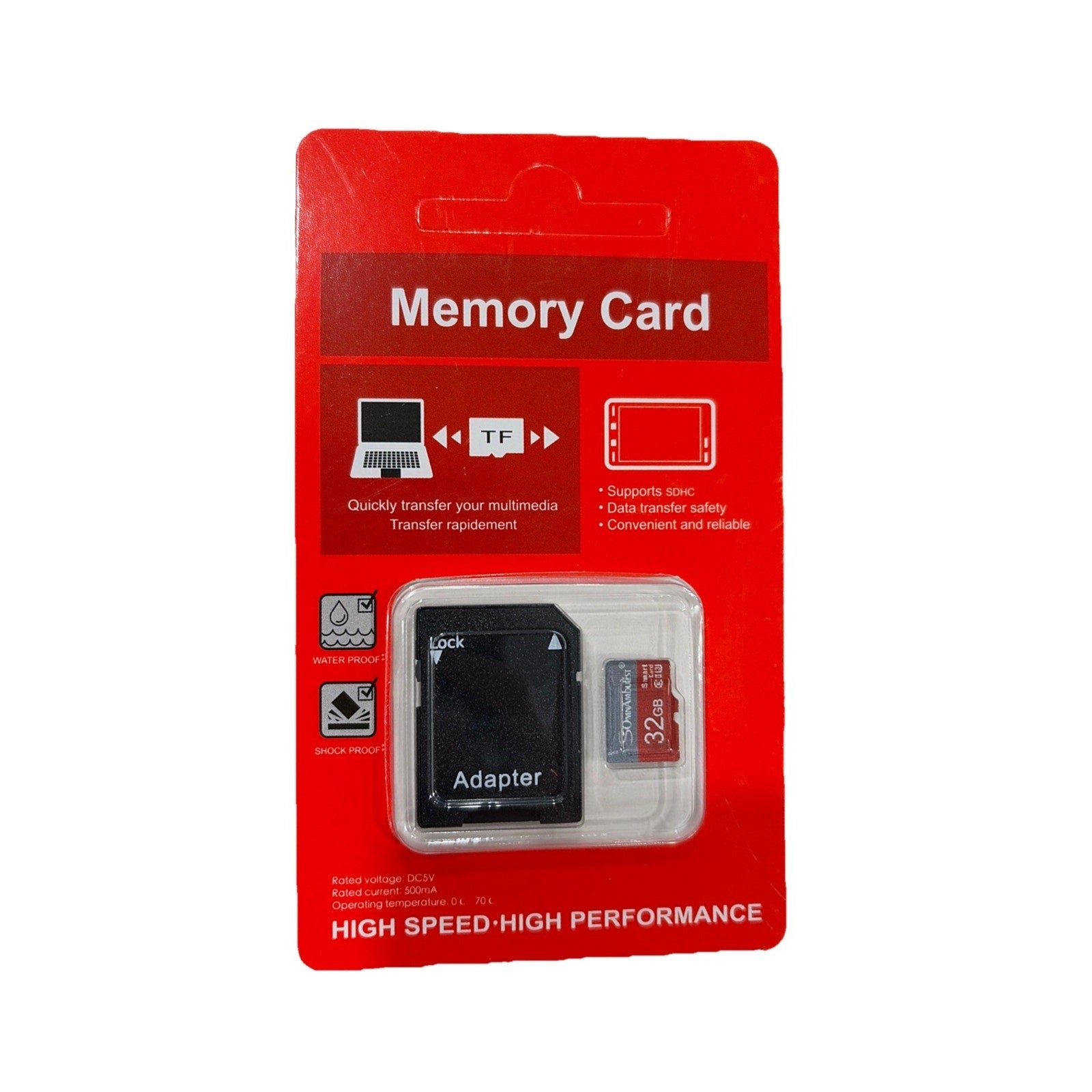 32GB TF Card with Adapter, High Speed High Performance Shock & WaterProof