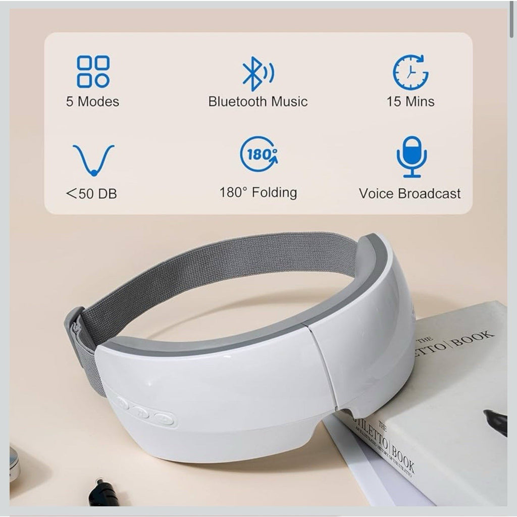 TOLOCO Eye Massager with Heat,Bluetooth Music,Compression,Electric Adjustable
