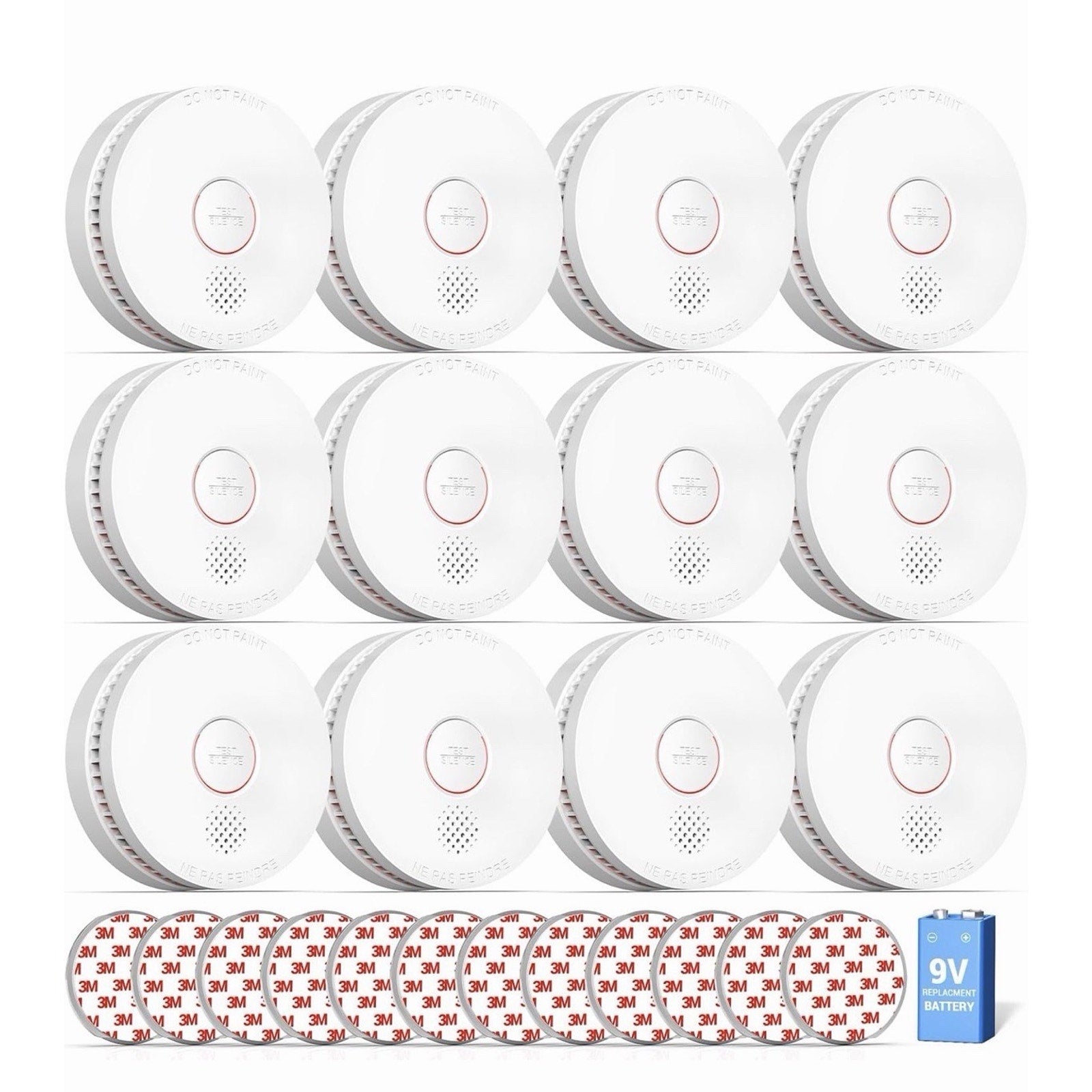 12 x SITERWELL Smoke Detector Alarm ETL-9th Listed with Magnetic Fastening Kit