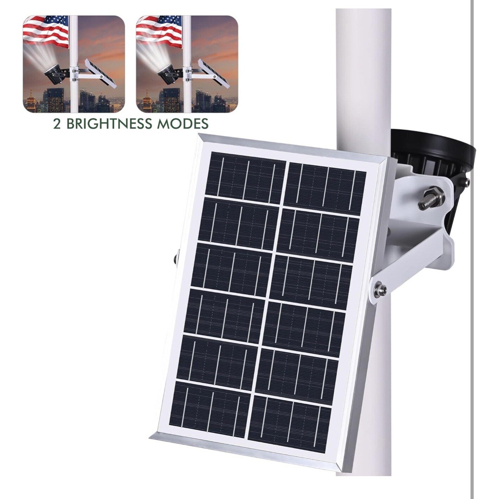 Flag Pole Light Solar Powered Outdoor Flagpole 6000K White Led IP65 Waterproof