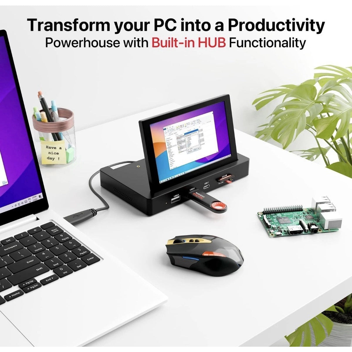 ROADOM 5 Mini Monitor with Raspberry Pi Mount Holes USB HUB, Type-C