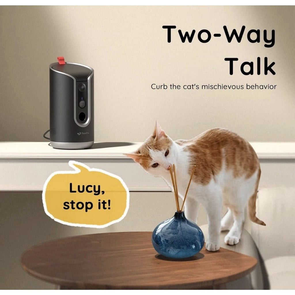 TKENPRO 2K Pet Camera Treat Dispenser, 360°View Dog Camera, 2-Way Audio Black