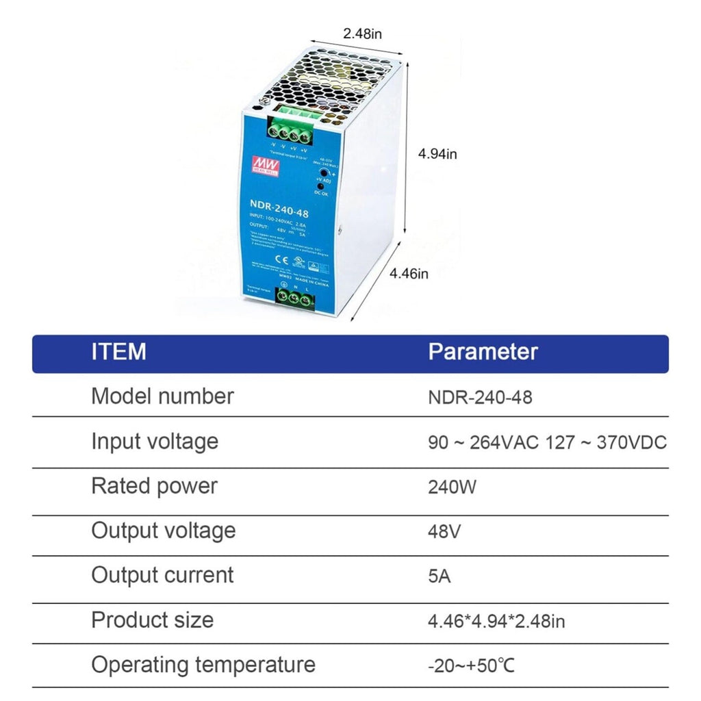 Mean Well NDR-120-48 Switching Power Supply DIN Rail Type 120W 48V 2.5A