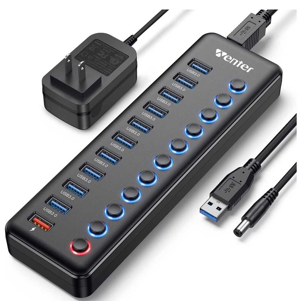 Powered USB Hub Wenter 11-Port USB Splitter Hub 10 Faster Data Transfer Ports...