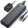 Powered USB Hub Wenter 11-Port USB Splitter Hub 10 Faster Data Transfer Ports...
