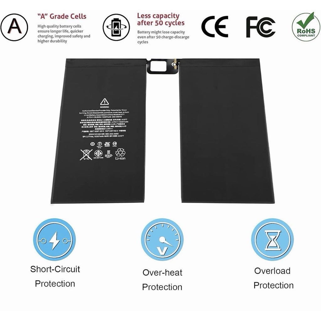 For iPad Pro 12.9" 1st Gen A1584 A1577 A1652 Li-ion Battery Replacement 10307mAh