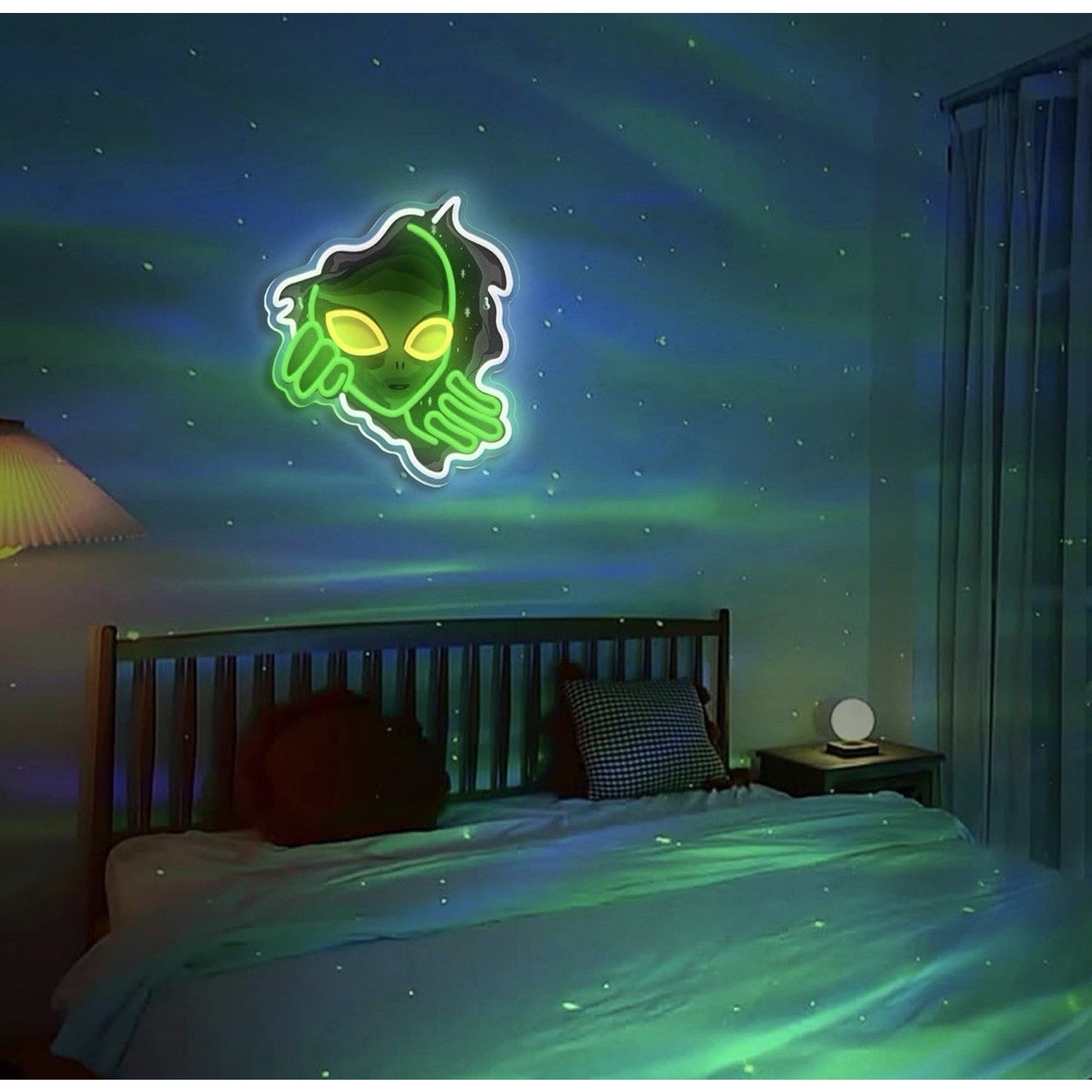 Alien Neon Sign,Dimmable Green Alien Led Neon Lights for Wall Decor Game Room...